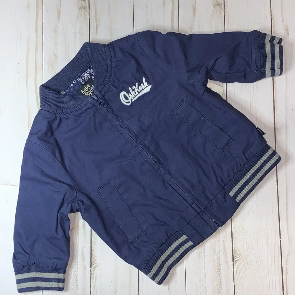 OshKosh B’gosh Baby‎ Boy Navy Poplin Logo Bomber Jacket 18M 👶🧥